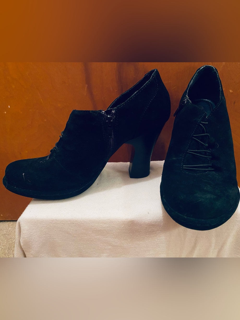 Born Black Suede Women's Heel Booties